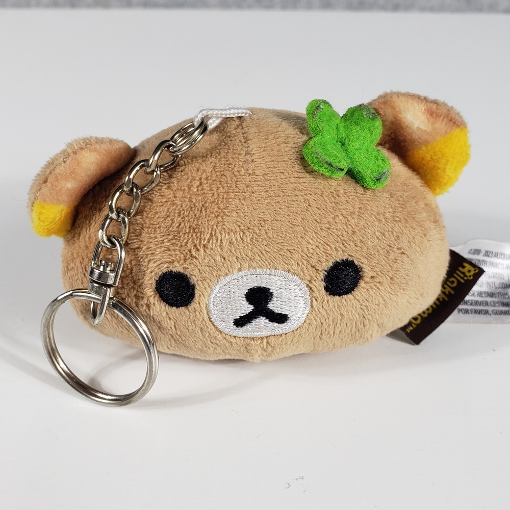 Rilakkuma San-X Plush Keychain Clover Bear Brown Mini Bag Charm AQI011123 3.5"‎